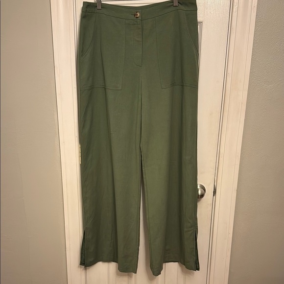 Lulu's Green Wide Leg High-Waisted Pants #445 - Picture 1 of 11